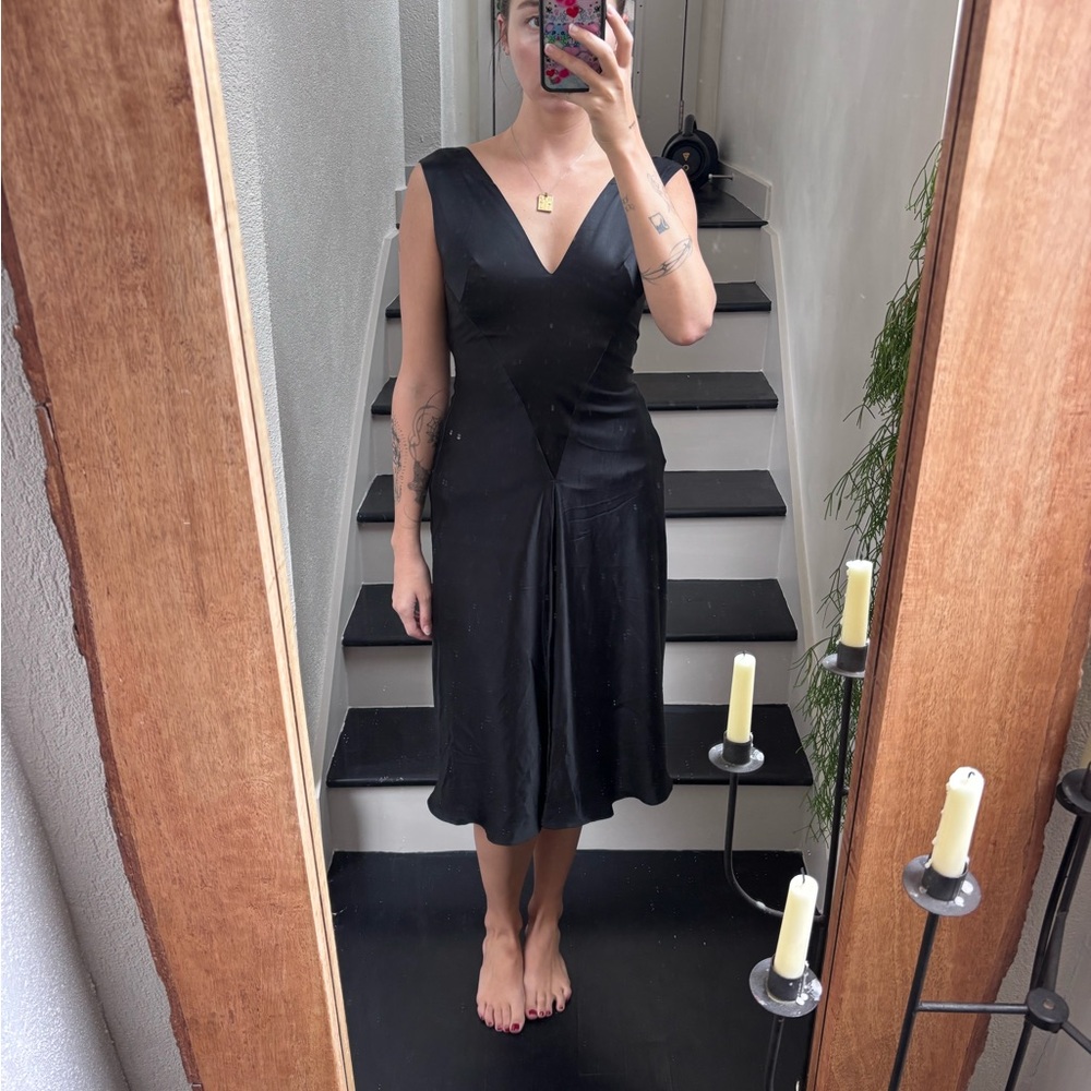 Vintage Calvin Klein Beautiful Silk Midi Black Dress